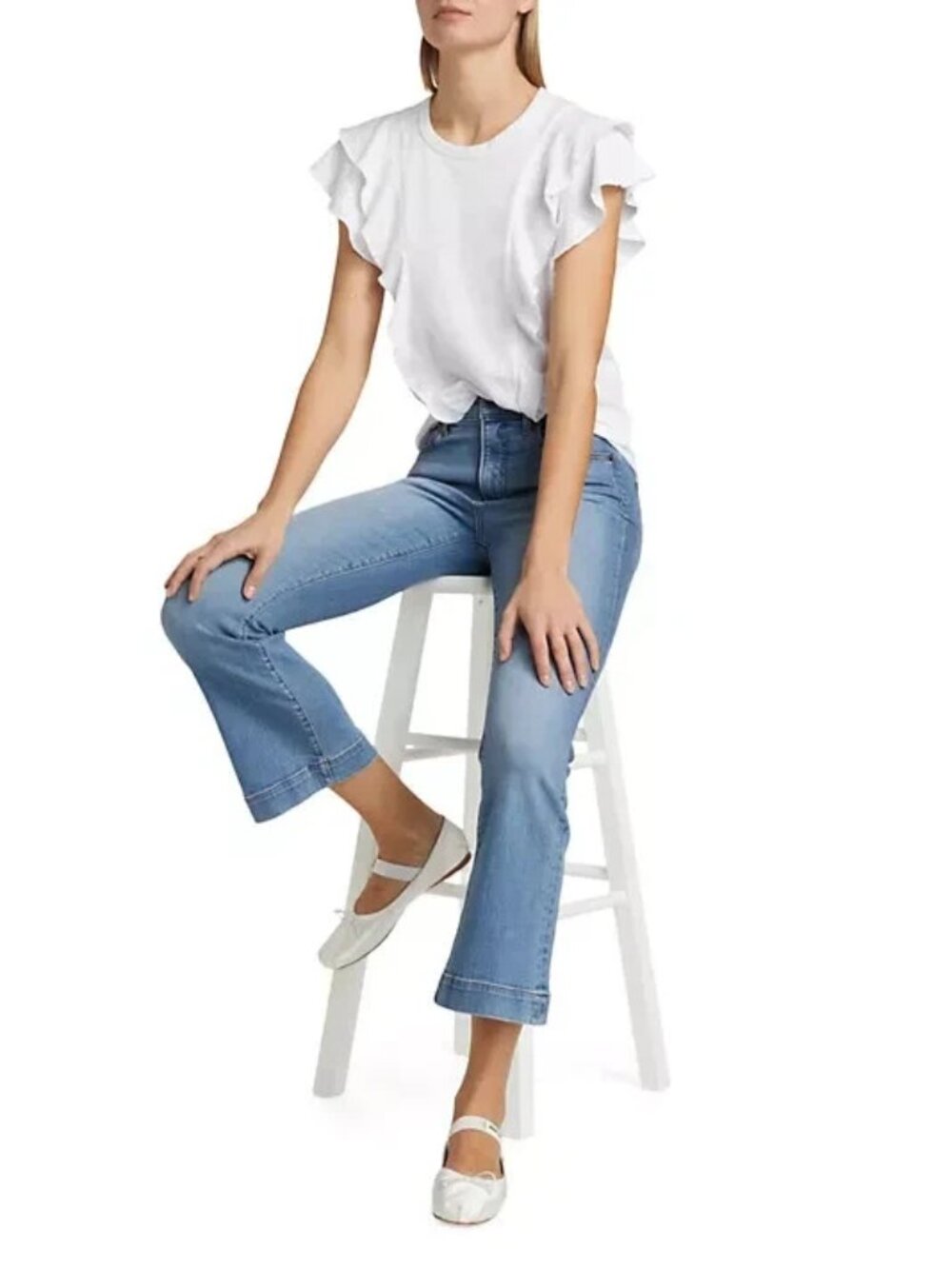 UNWORN. Veronica Beard Bea Ruffled Cotton T-Shirt